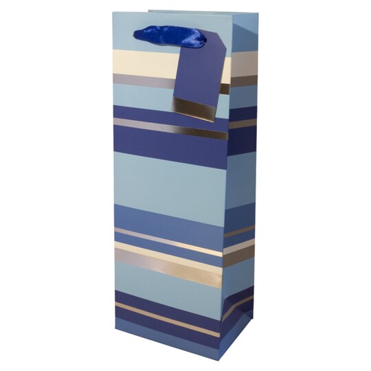 Tesco Blue Silver Stripe Bottle Bag Tesco Groceries