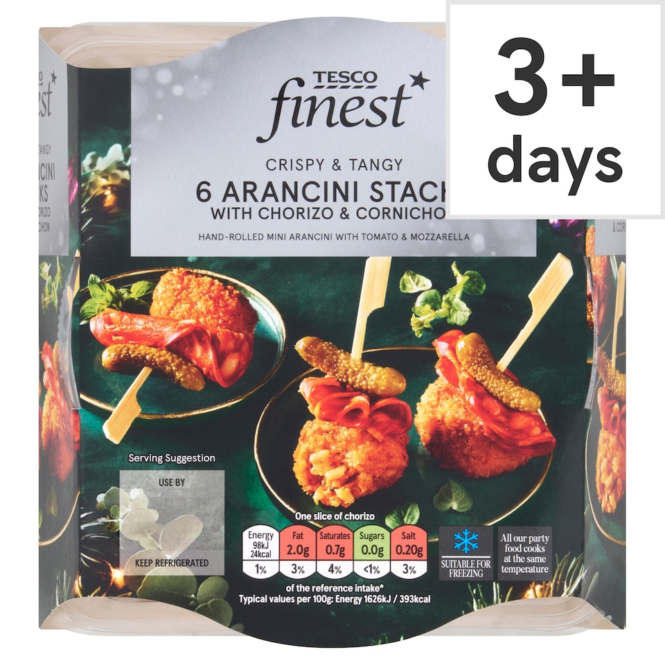 TESCO FINEST 6 Arancini stacks 205g