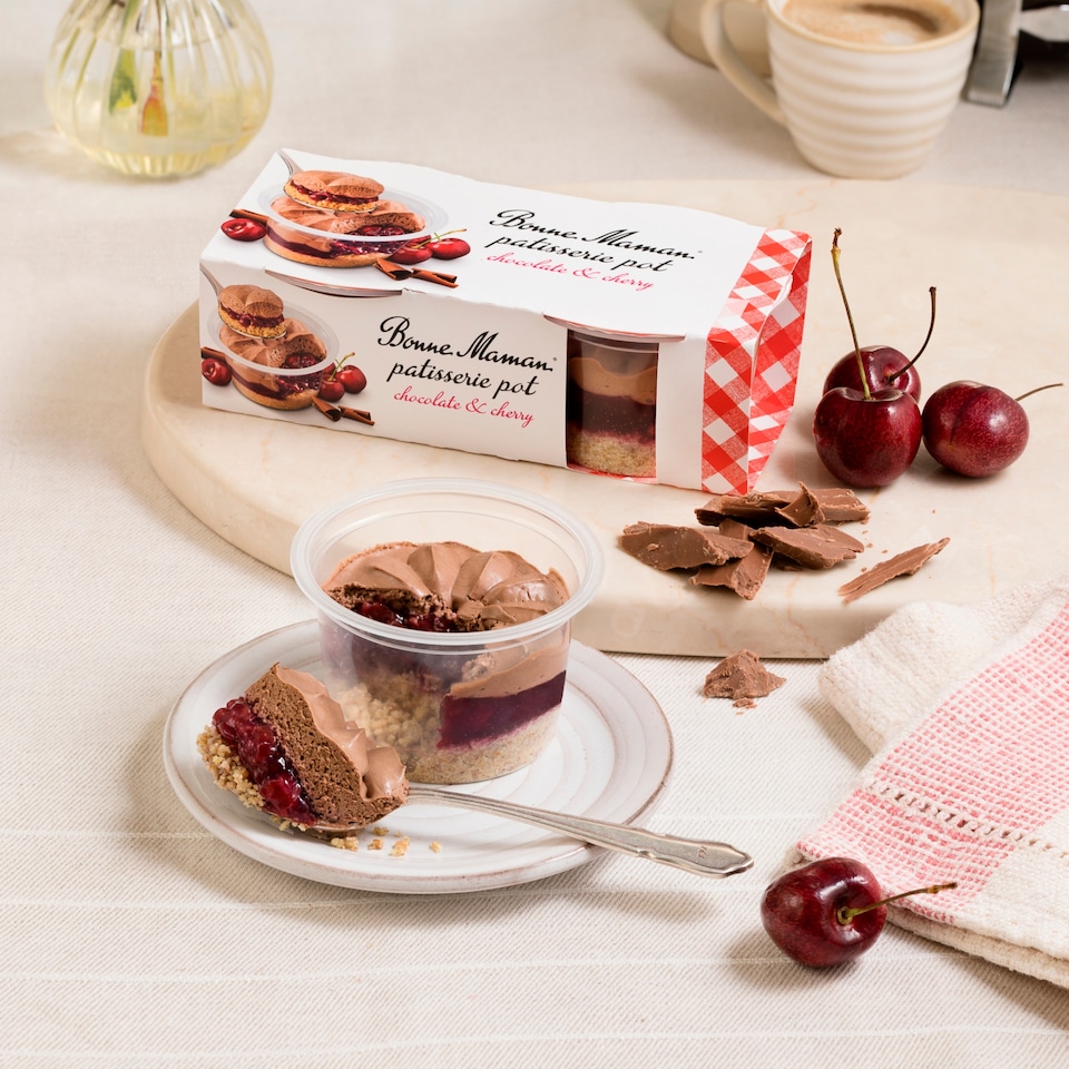 image 1 of Bonne Maman Cherry and Chocolate Patisserie Pot 2 x 90g