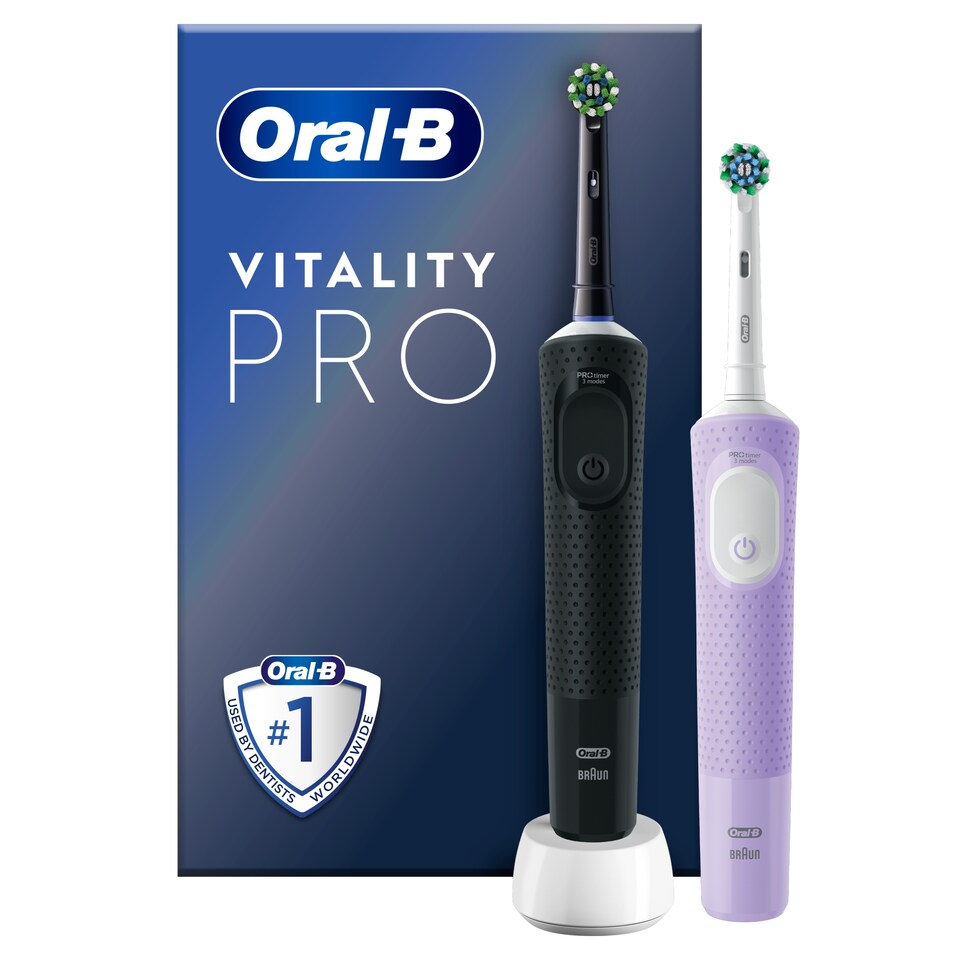 image 1 of Oral-B Vitality PRO Electric Toothbrushes Twin Pack 2 Handles