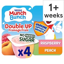 Munch Bunch Double Up Fromage Frais No Added Sugar Raspberry And Peach 4X85G
