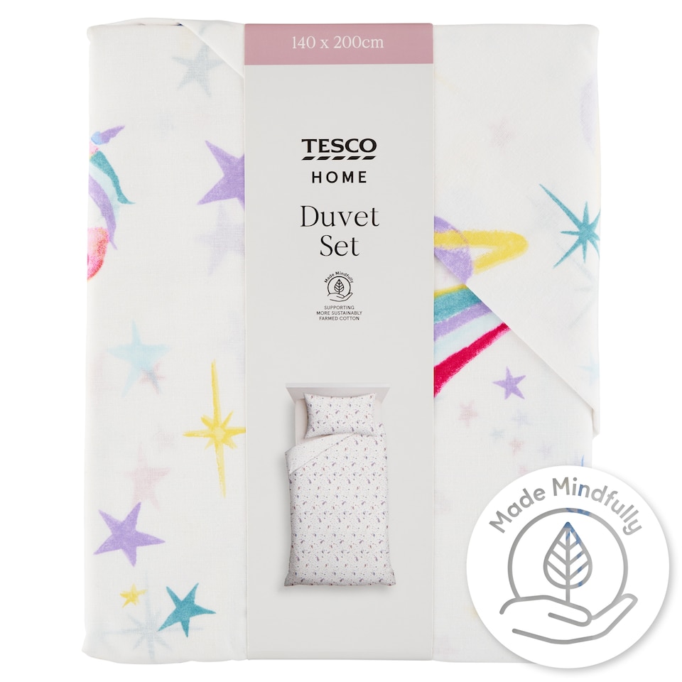 image 1 of Tesco Home Unicorn Bedset Duvet Set 140 x 200 cm