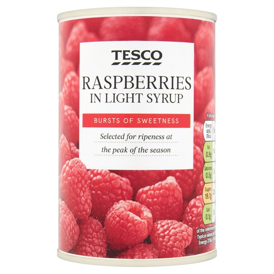 Tesco Raspberries In Light Syrup 300G Tesco Groceries