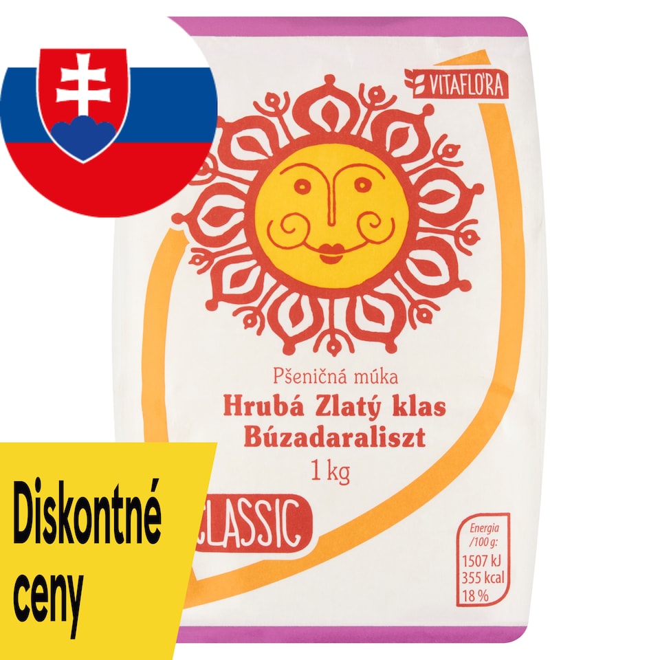Vitaflóra Classic pšeničná múka hrubá zlatý klas 1 kg