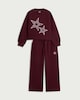 image 3 of F&F Girls 2-Piece Cotton Rich Star Embroidered Sweatshirt and Jogger Set in Burgundy