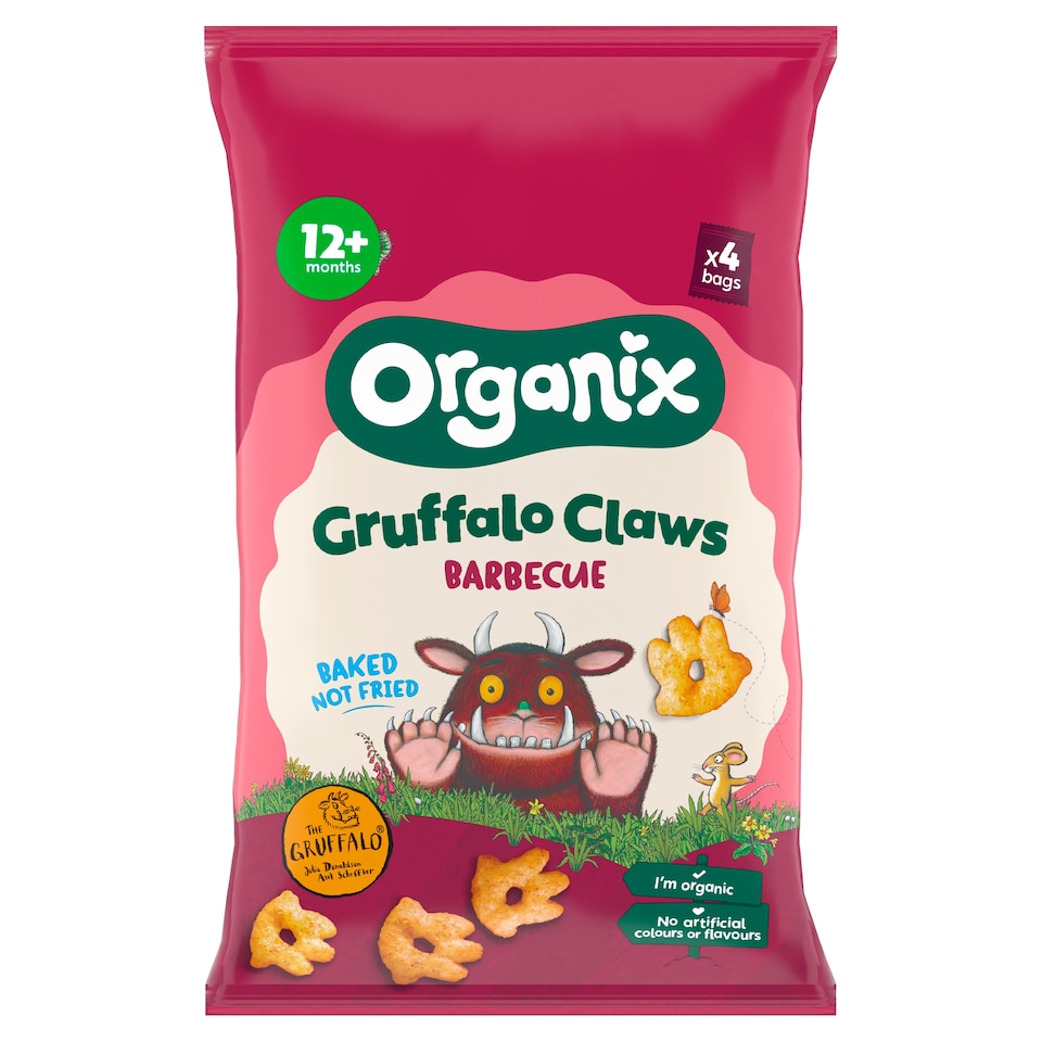 image 1 of Organix BBQ Gruffalo Claws Multipack Organic Toddler Snack 4x15g 12 months+