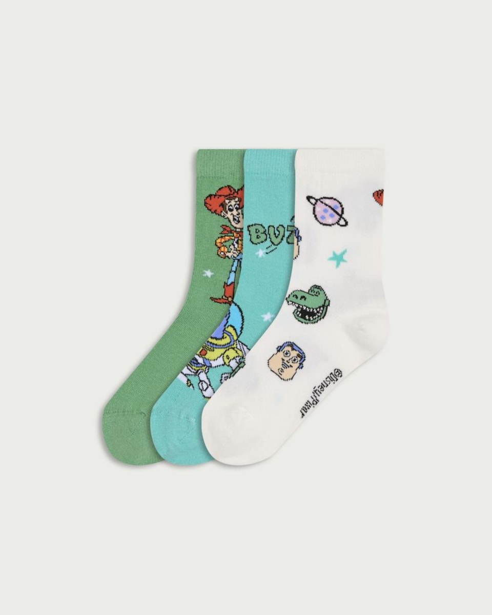 Disney Toy Story 3-Pack Cotton Rich Ankle Socks in Multi