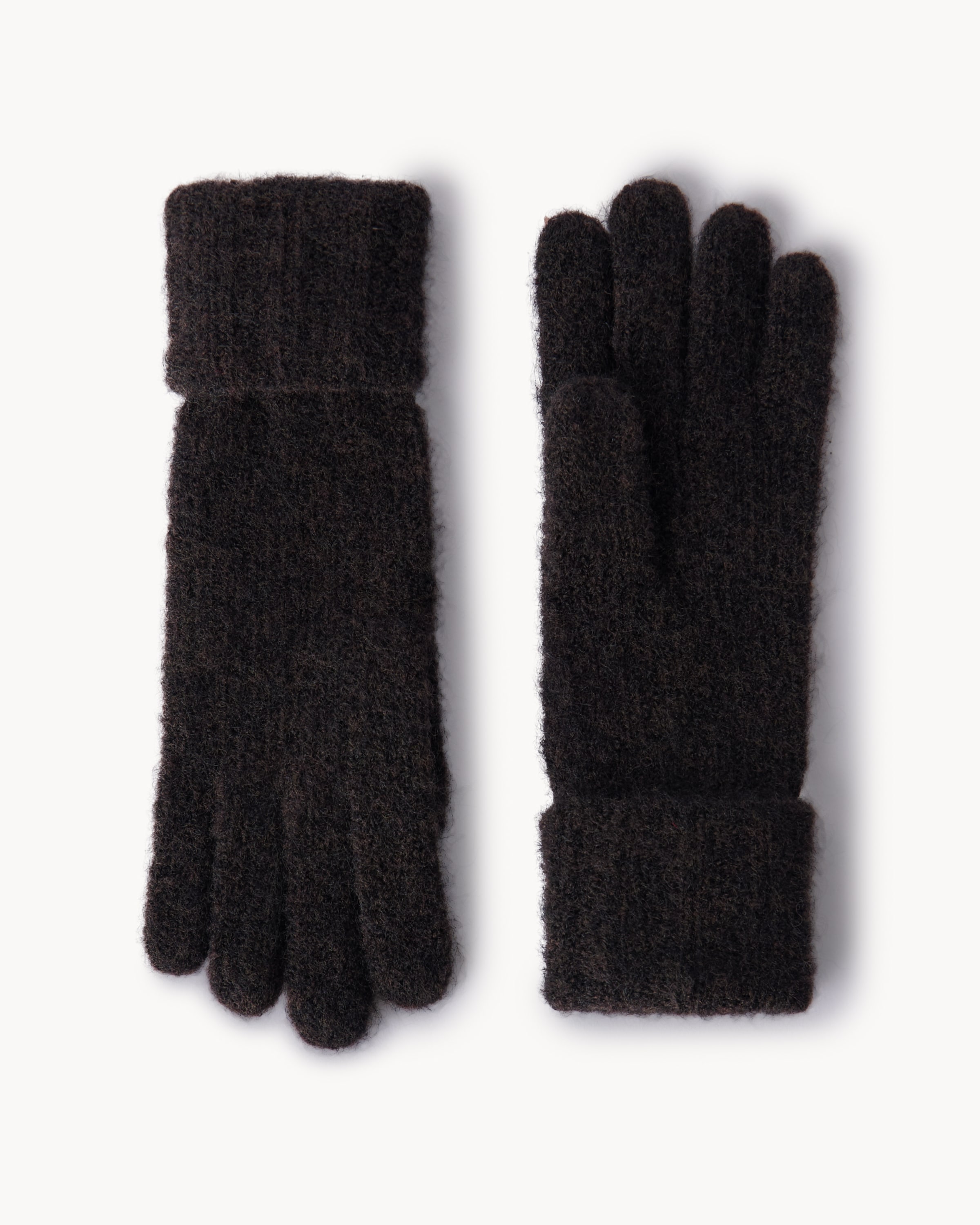 F&F Knitted Gloves in Chocolate, One Size, Womens