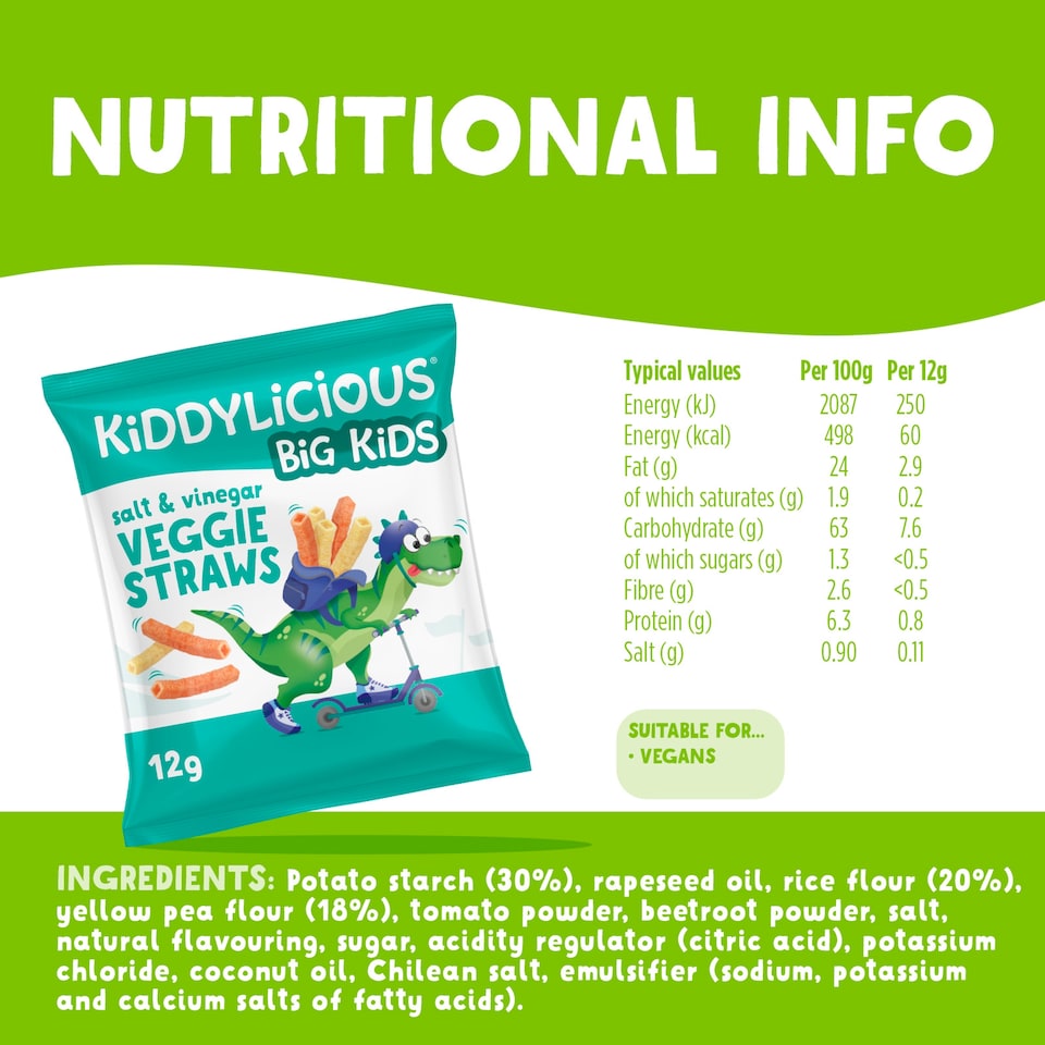image 1 of Kiddylicious Veggie Straws - Salt & Vinegar 4x12g