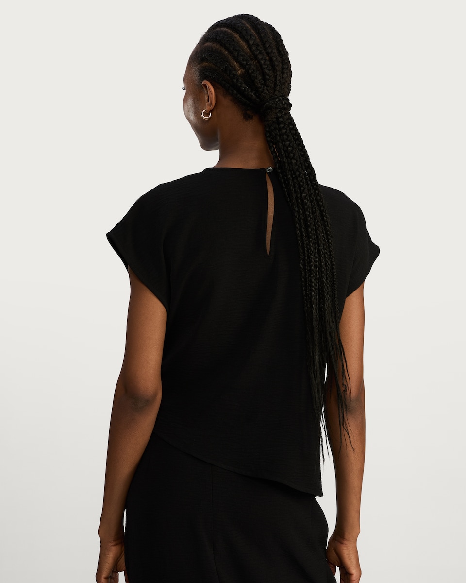 image 1 of F&F Draped Metal Detail Top in Black