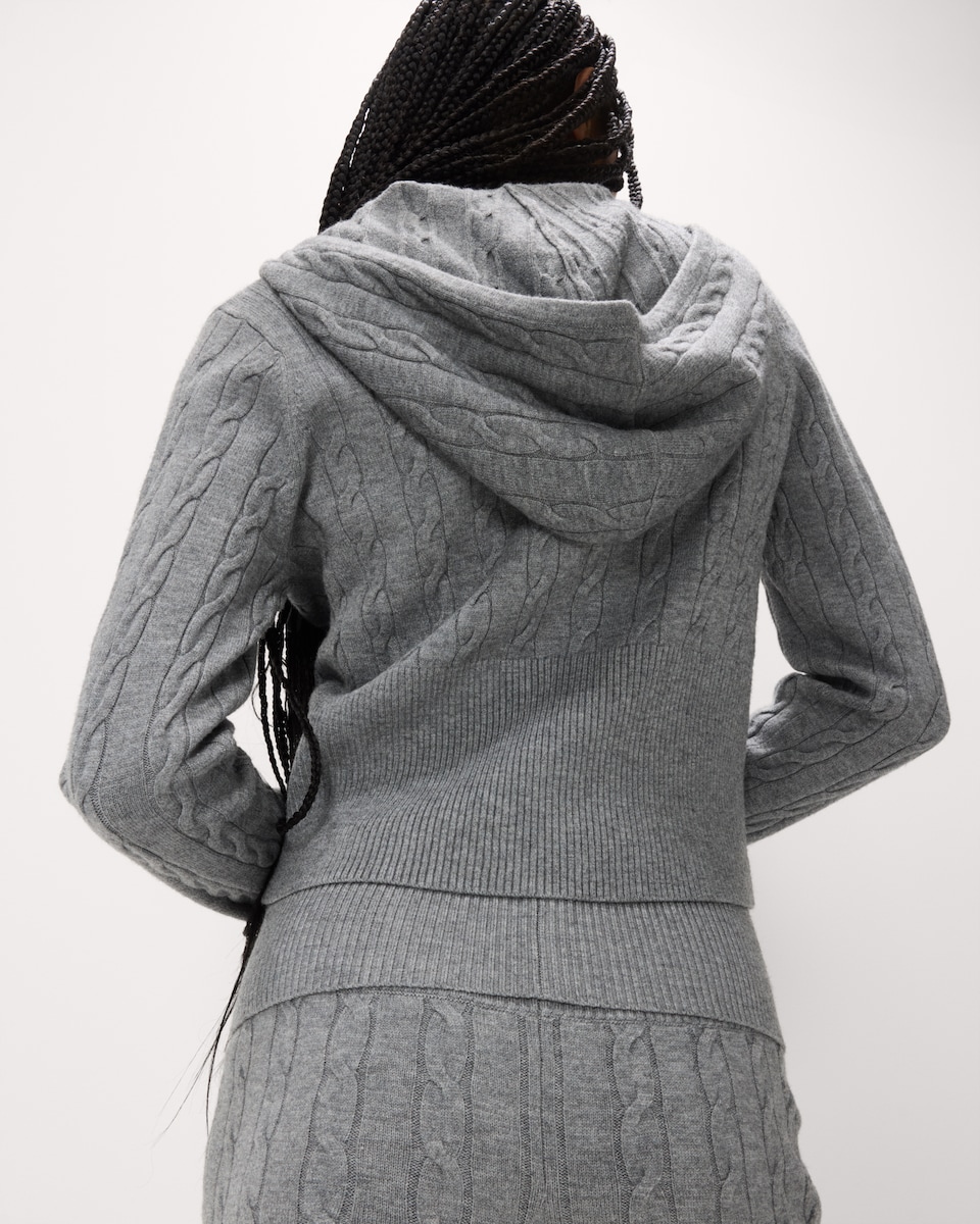 image 1 of OH ME OH MY Cable Knit Zip Up Hoodie in Grey