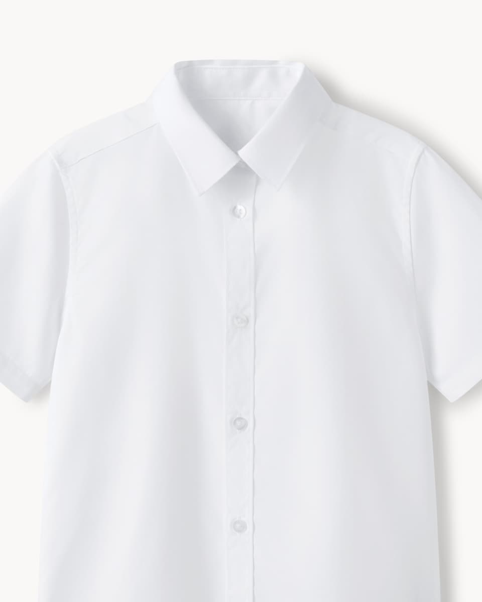 image 1 of F&F School Girls 5-Pack Regular Fit Short Sleeved Shirts in White