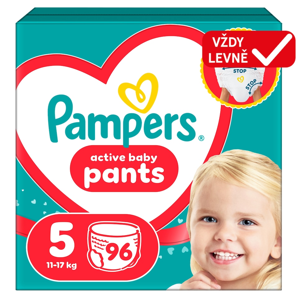 Obrázek 1 pro produkt Pampers Active Baby Plenkové Kalhotky, Velikost 5, 96 Kusů, 11kg-17kg