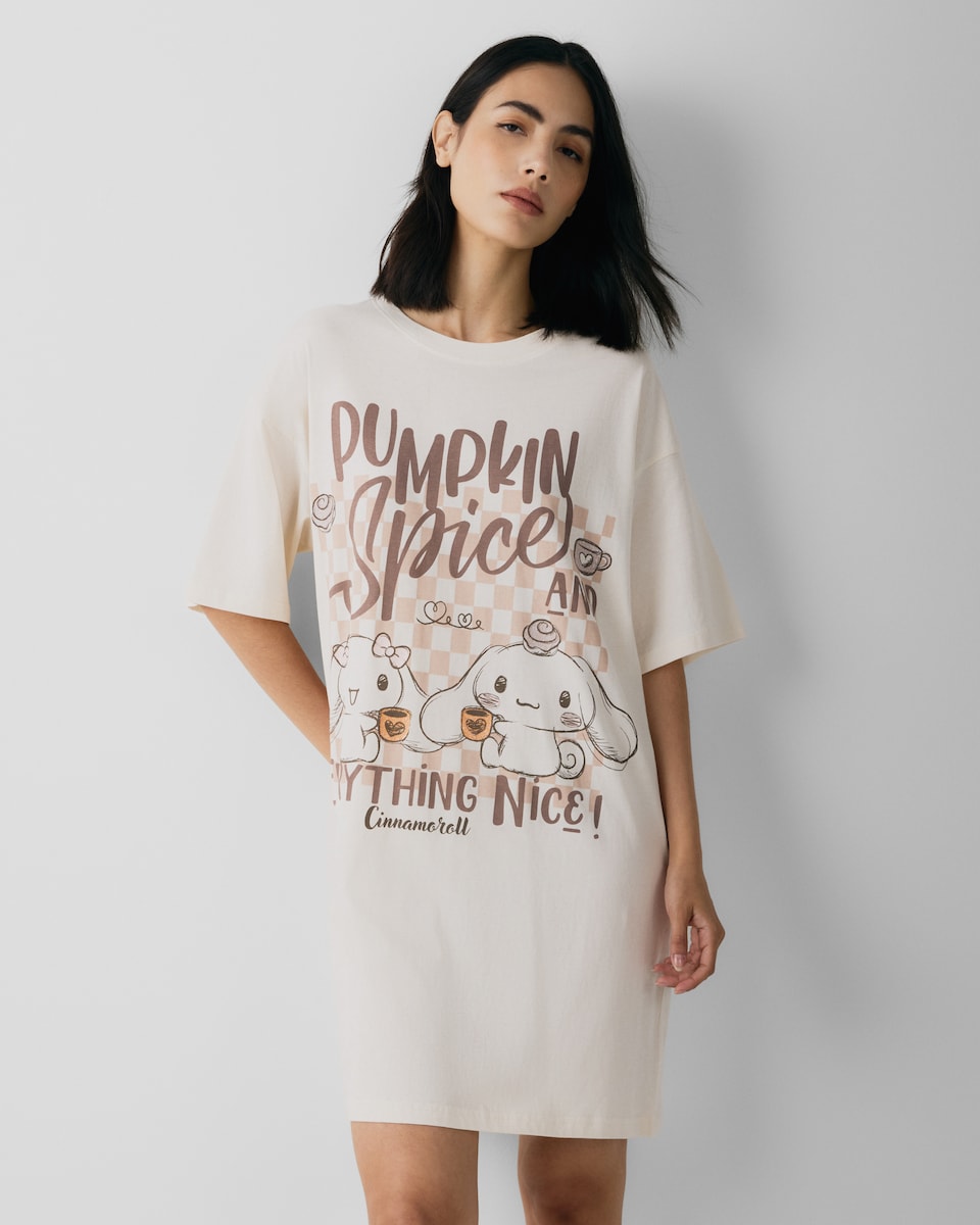 image 1 of Cinnamoroll Pure Cotton Nightdress in Cream
