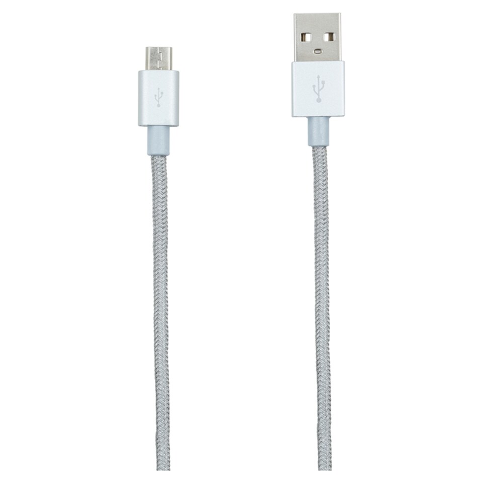 Tesco 1m Micro USB Braided Cable Grey