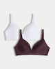 image 4 of F&F 2-Pack Non Wired Striped Padded Bras in Multi