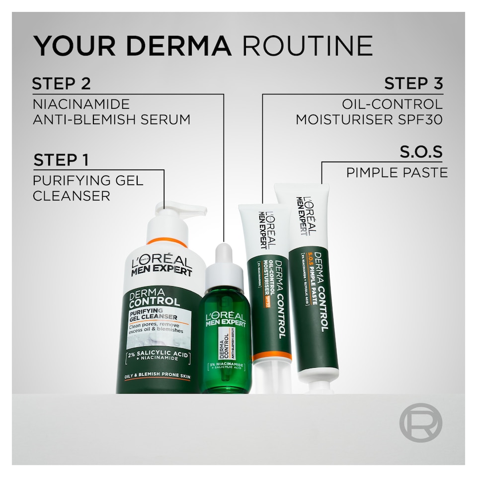 image 1 of  L'Oreal Men Expert Derma Control Gel Cleanser 260ml