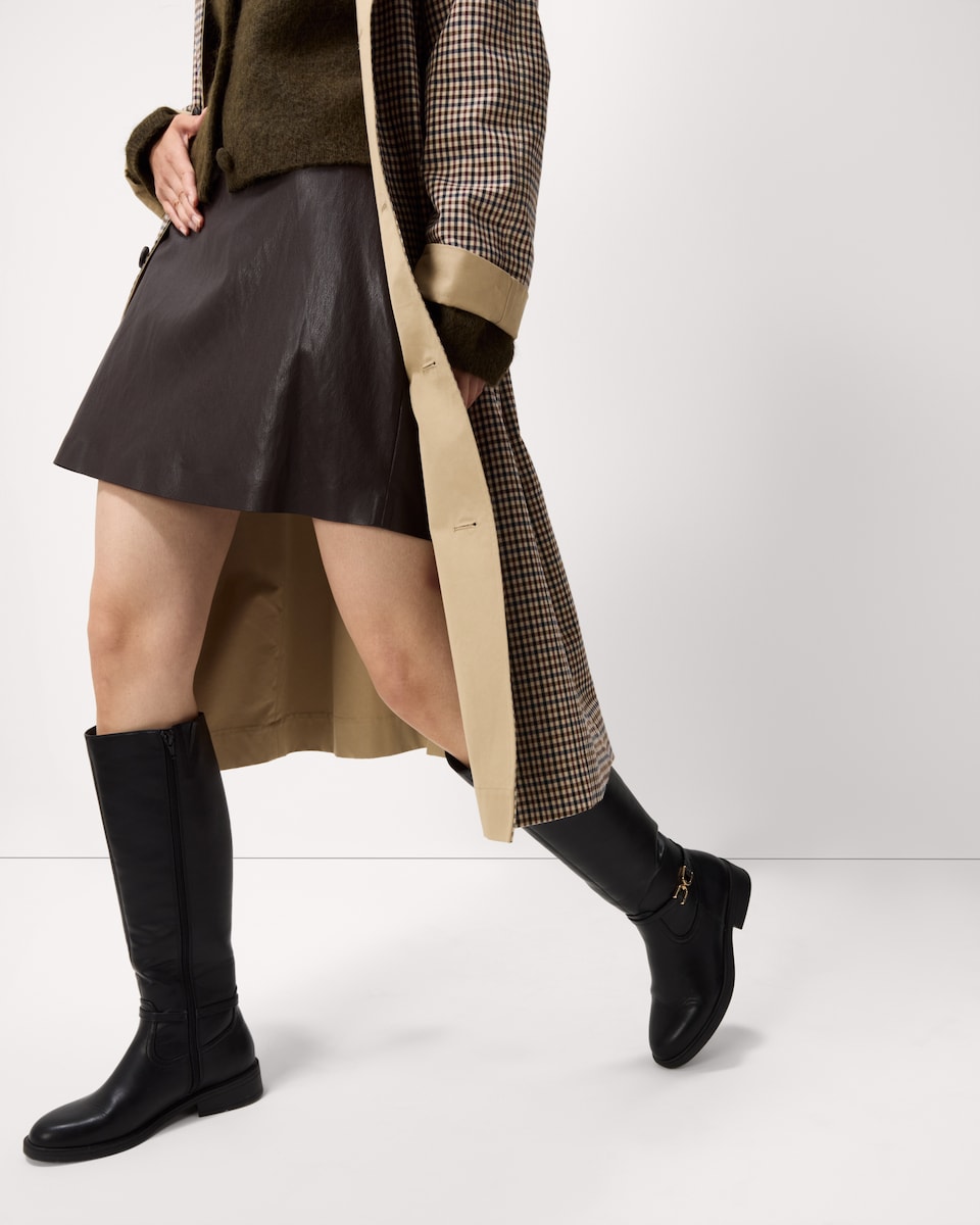 image 1 of F&F Faux Leather Mini Skirt in Brown