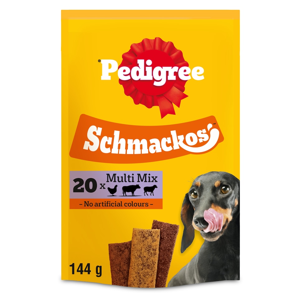 image 1 of Pedigree Schmackos Adult Dog Treats Meat Multi Mix 144g