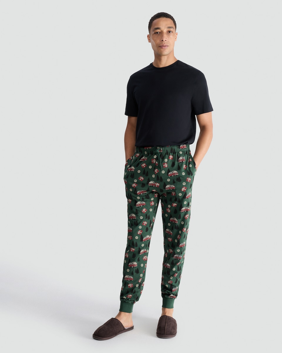 image 1 of Volkswagen Christmas Print Pure Cotton Pyjama Bottoms in Multi