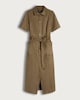 image 4 of F&F Faux Suede Belted Button Through Midi Dress in Olive