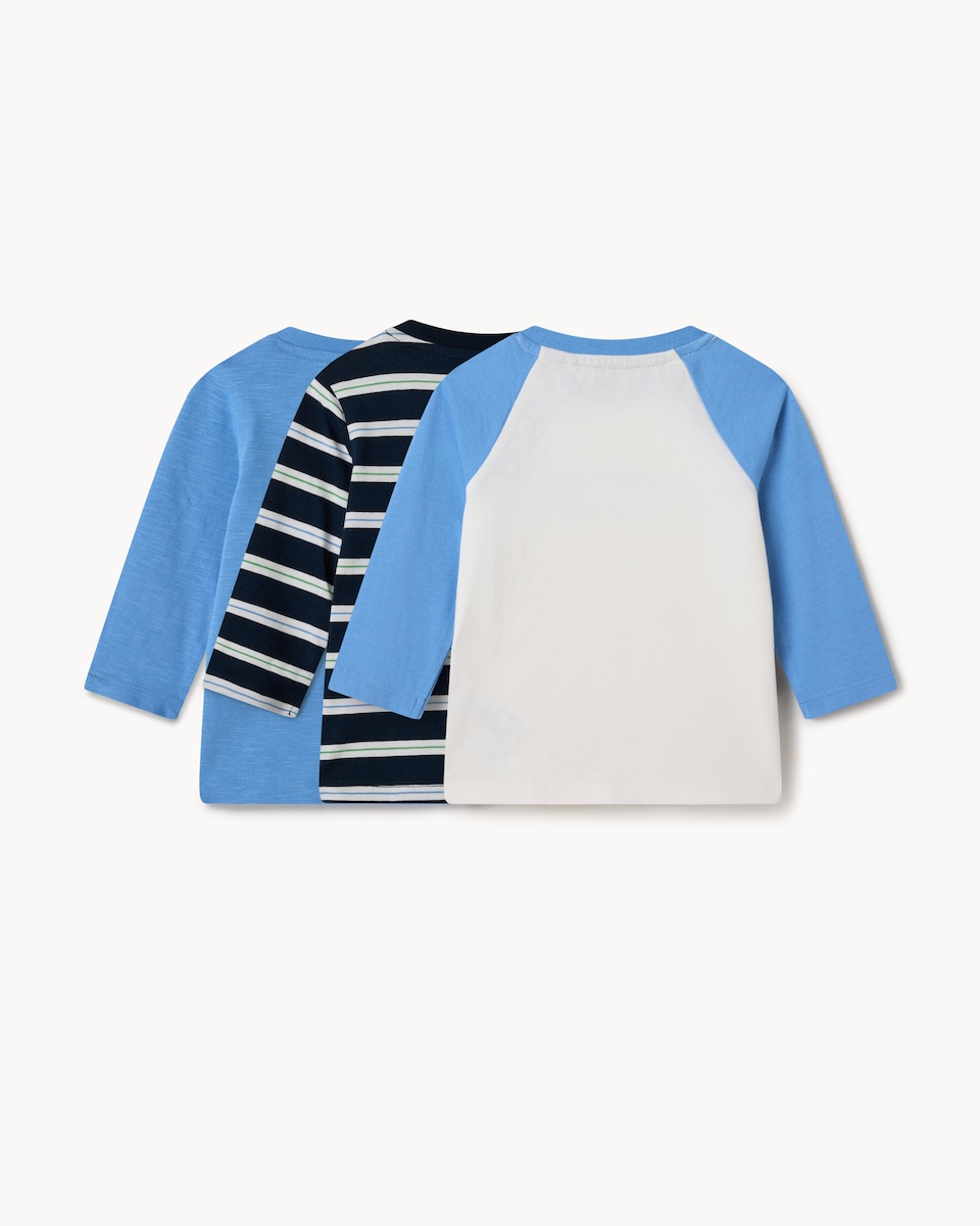image 1 of F&F Baby 3-Pack Pure Cotton Tops in Multi White