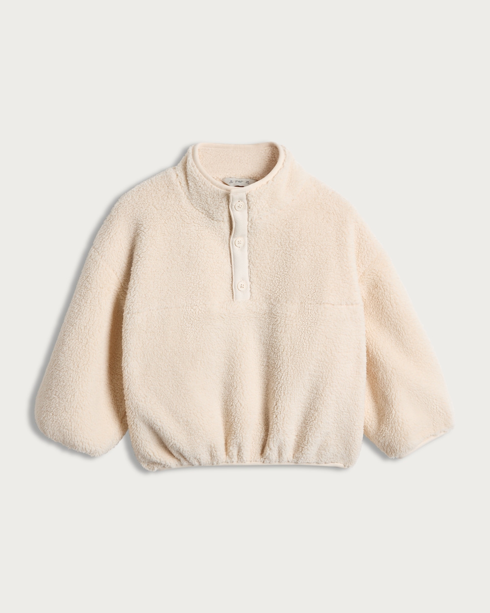 F&F Boys Fleece Button Placket Jacket in Cream
