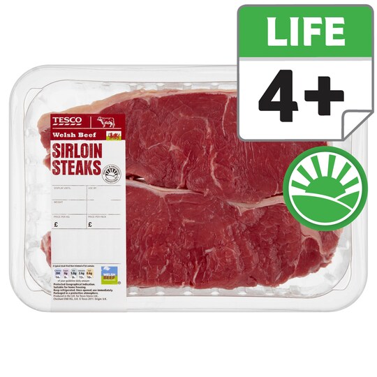 WELSH BEEF 2 SIRLOIN STEAKS Tesco Groceries