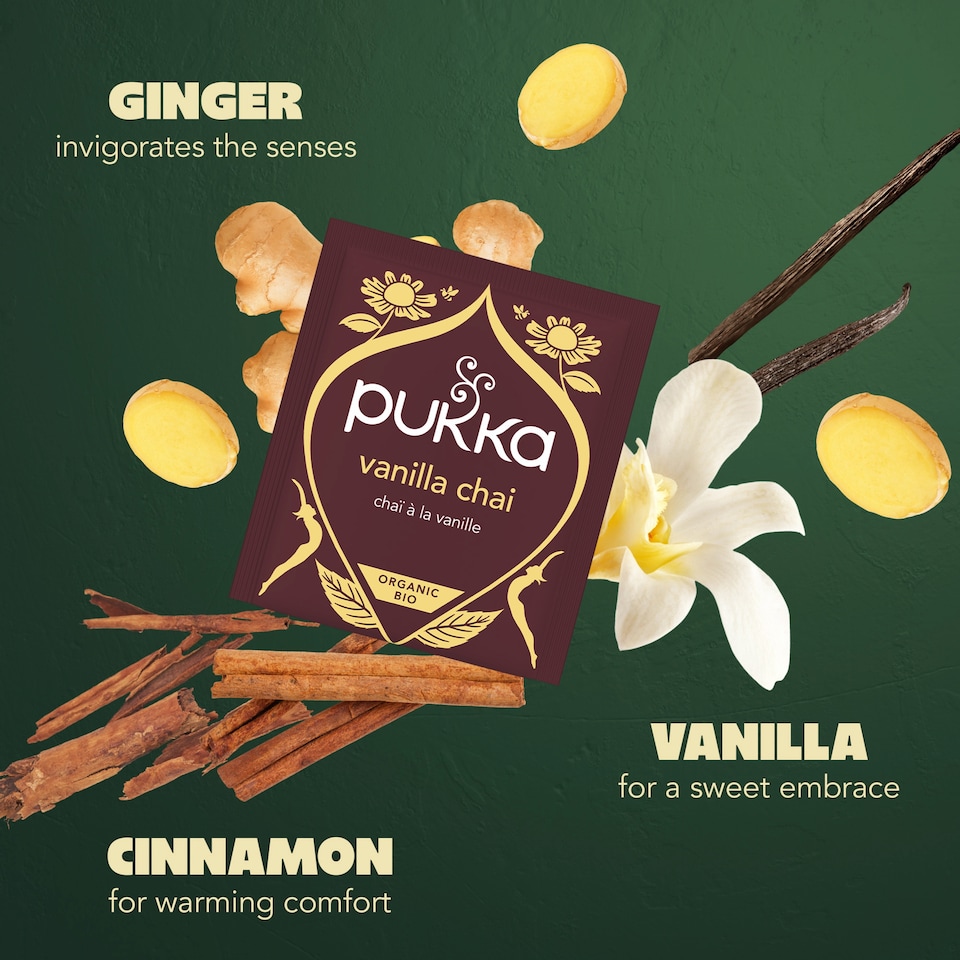 image 1 of Pukka Organic Vanilla Chai Tea 20 Herbal Tea Bags 40g
