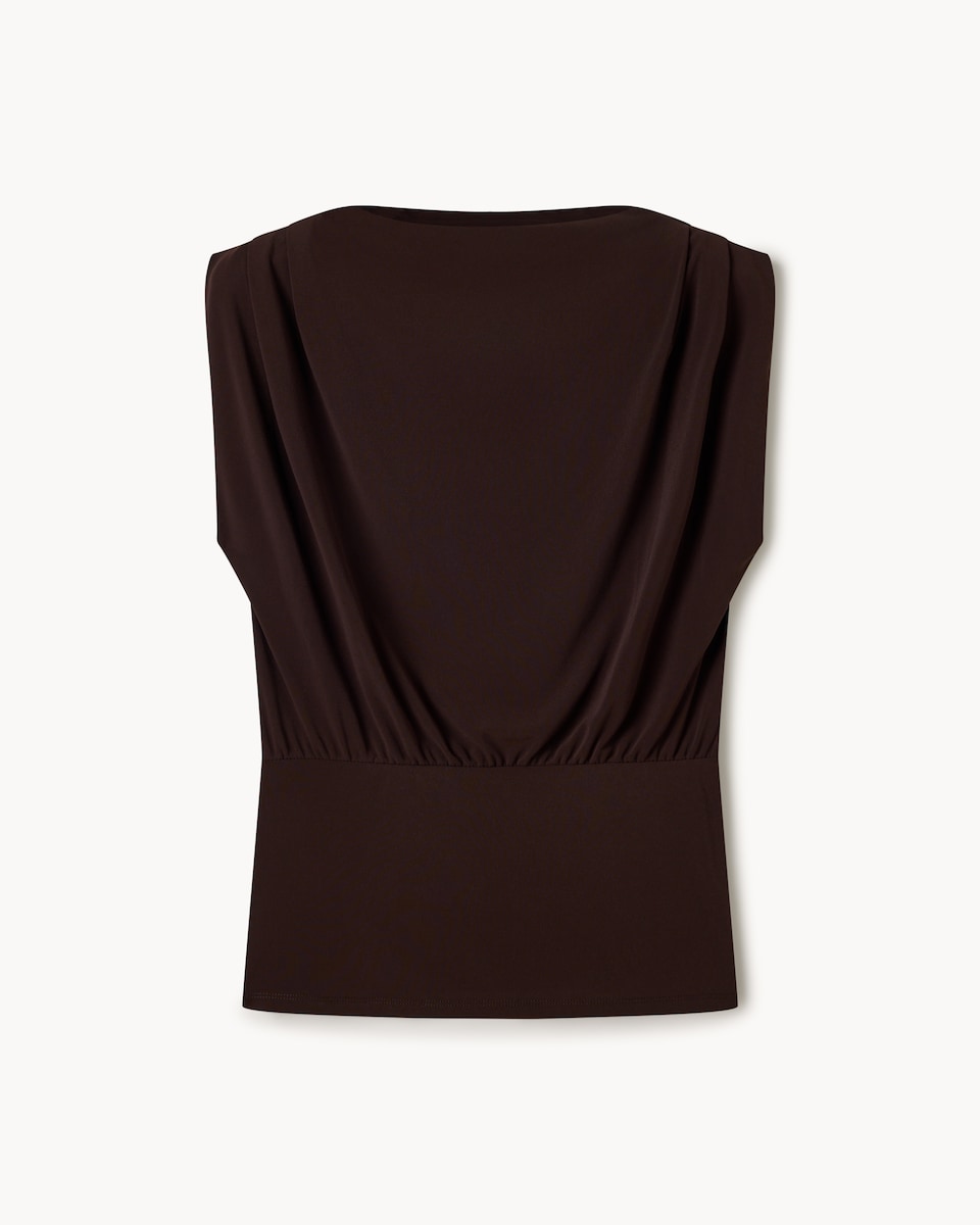 image 1 of F&F Pintuck Sleeveless Top in Brown