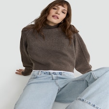 F&F Ribbed Knitted High Neck Jumper in Mink