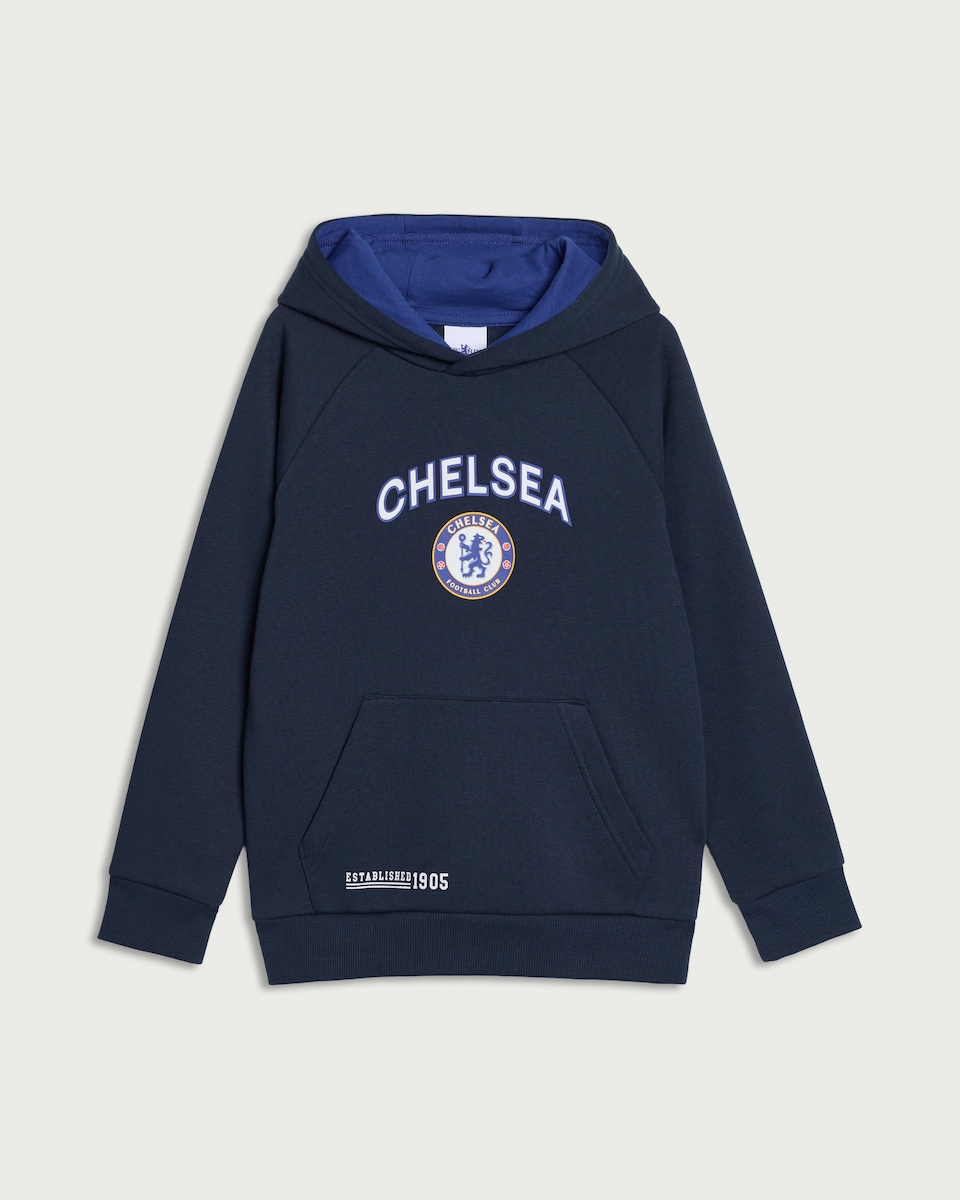 image 1 of Chelsea FC Cotton Rich Hoodie in Navy