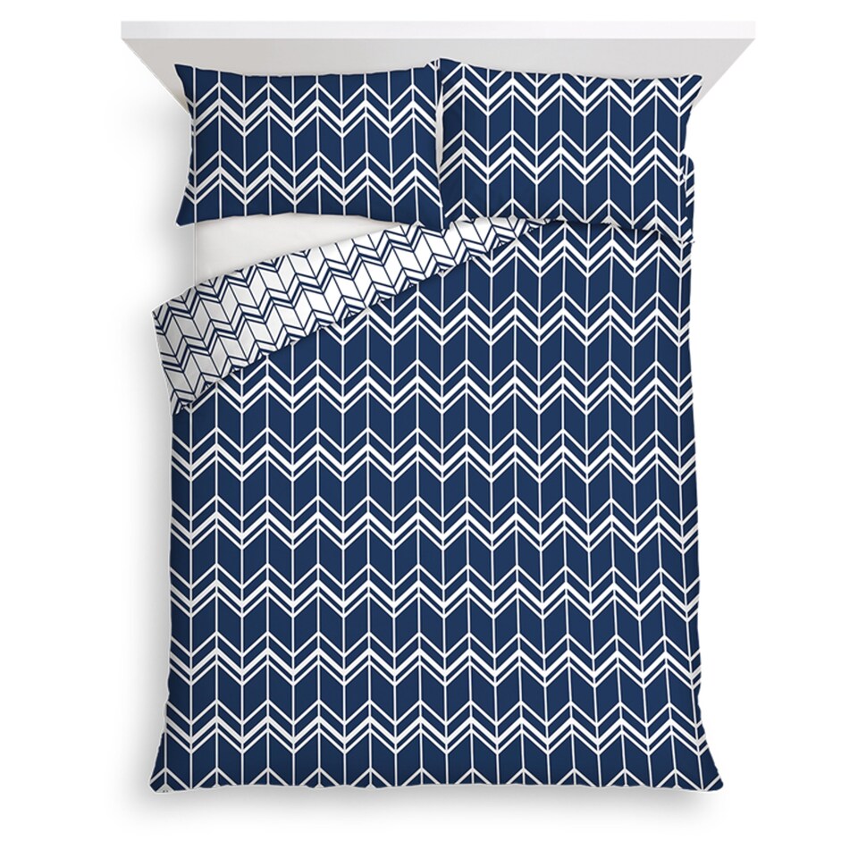 Tesco Navy Geo Easy Care Duvet Set Double Tesco Groceries