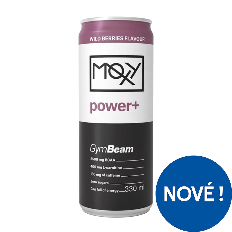 GymBeam Moxy Power+ sycený energetický nápoj s příchutí lesního ovoce 330ml