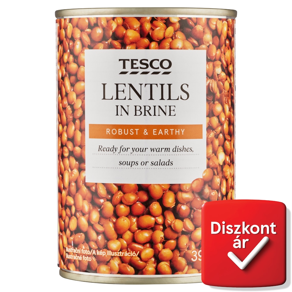 Tesco zöld lencse sós lében 390 g
