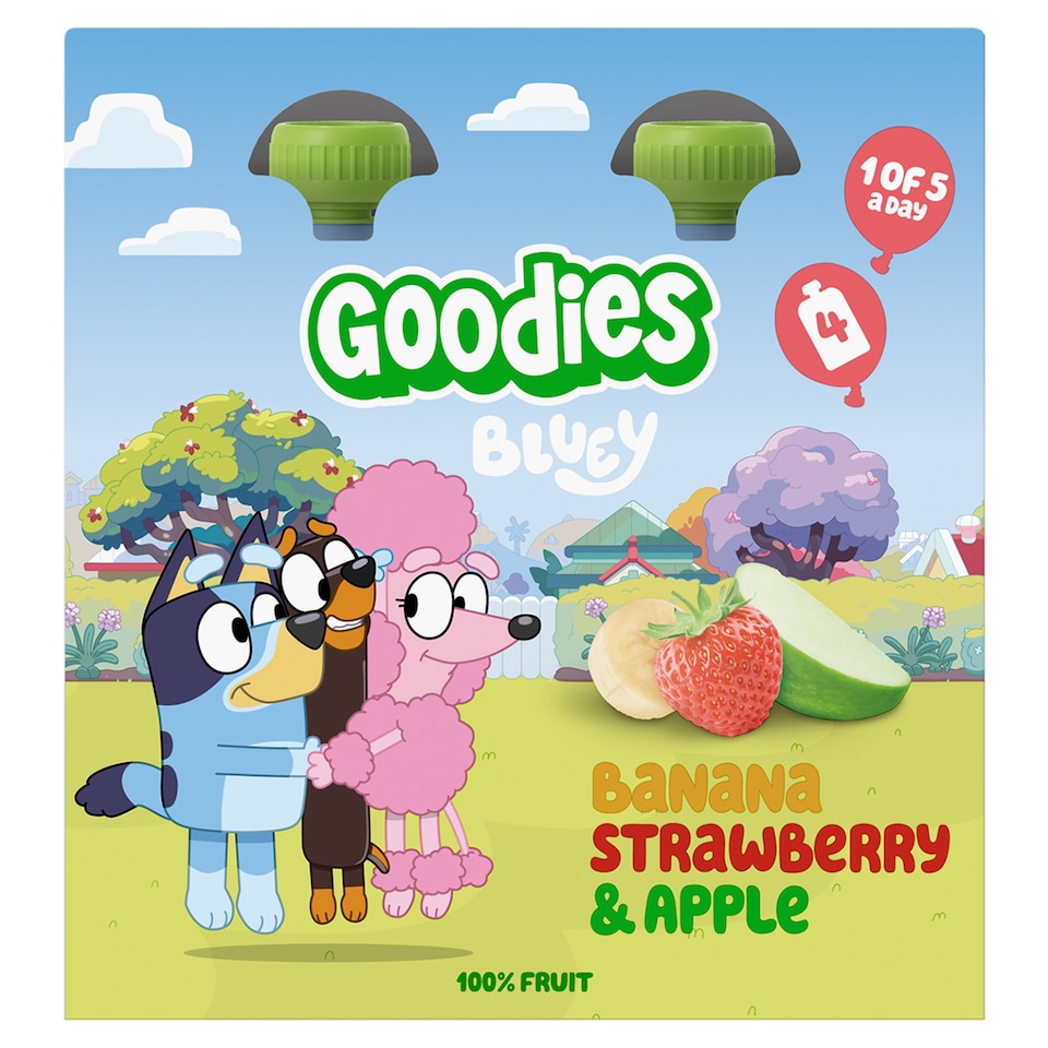 image 1 of Goodies Bluey Banana Strawberry & Apple Pouch 4x100g