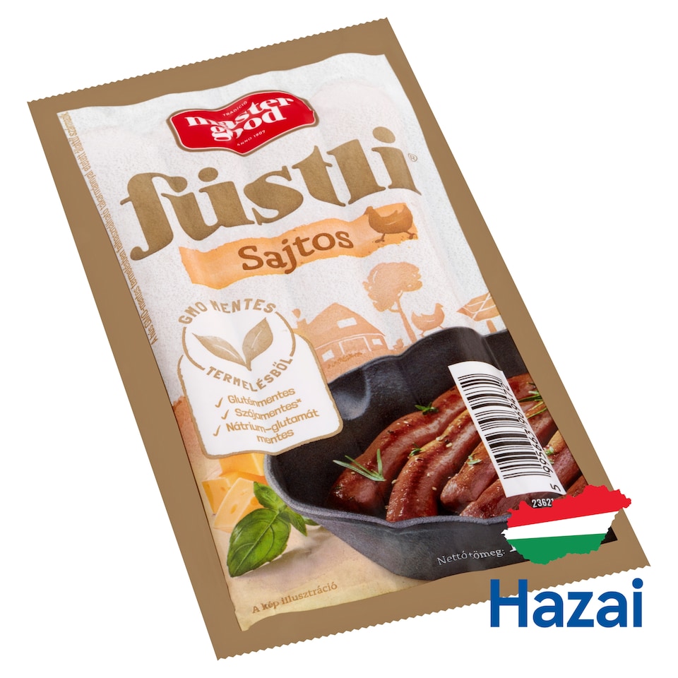 Master Good Füstli sajtos, füst ízesítésű virsli csirkehúsból 140 g