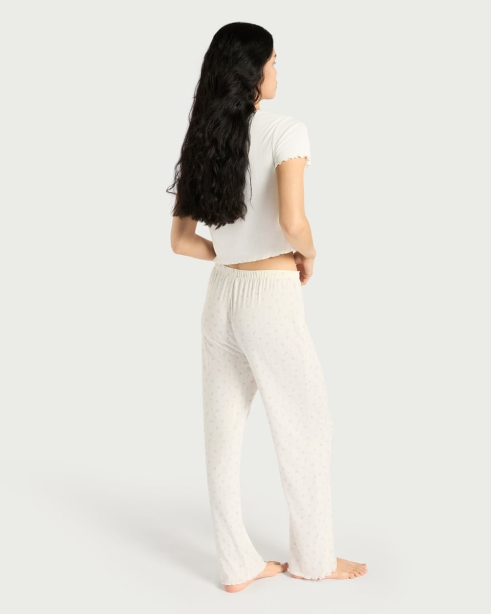 image 1 of F&F 2-Piece Top and Bottoms Pyjama Set in Multi White