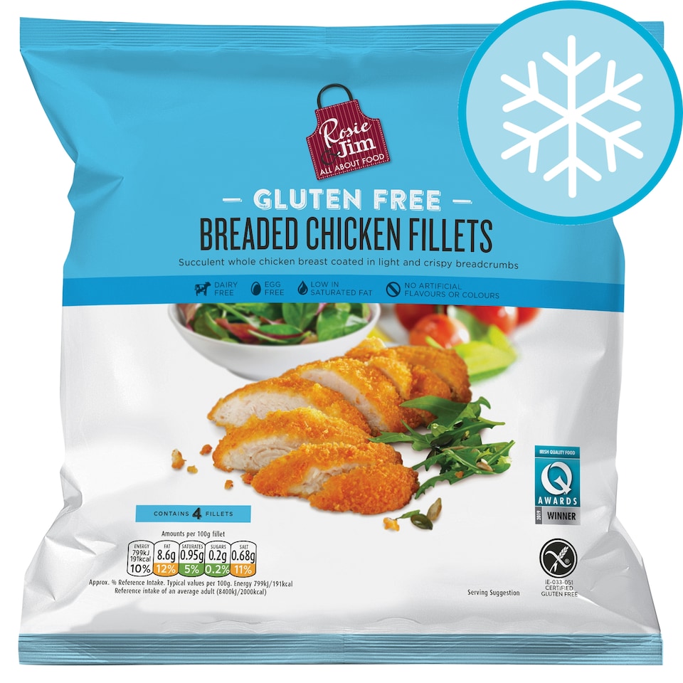 Rosie And Jim Gluten Free Breaded Chicken Fillets 400G