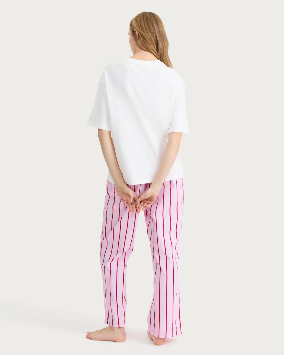 image 1 of F&F Pure Cotton Cherry Print Pyjama Set in Multi Pink