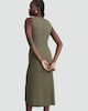 image 3 of F&F Crinkle Textured Gold Buckle Sleeveless Dress in Khaki