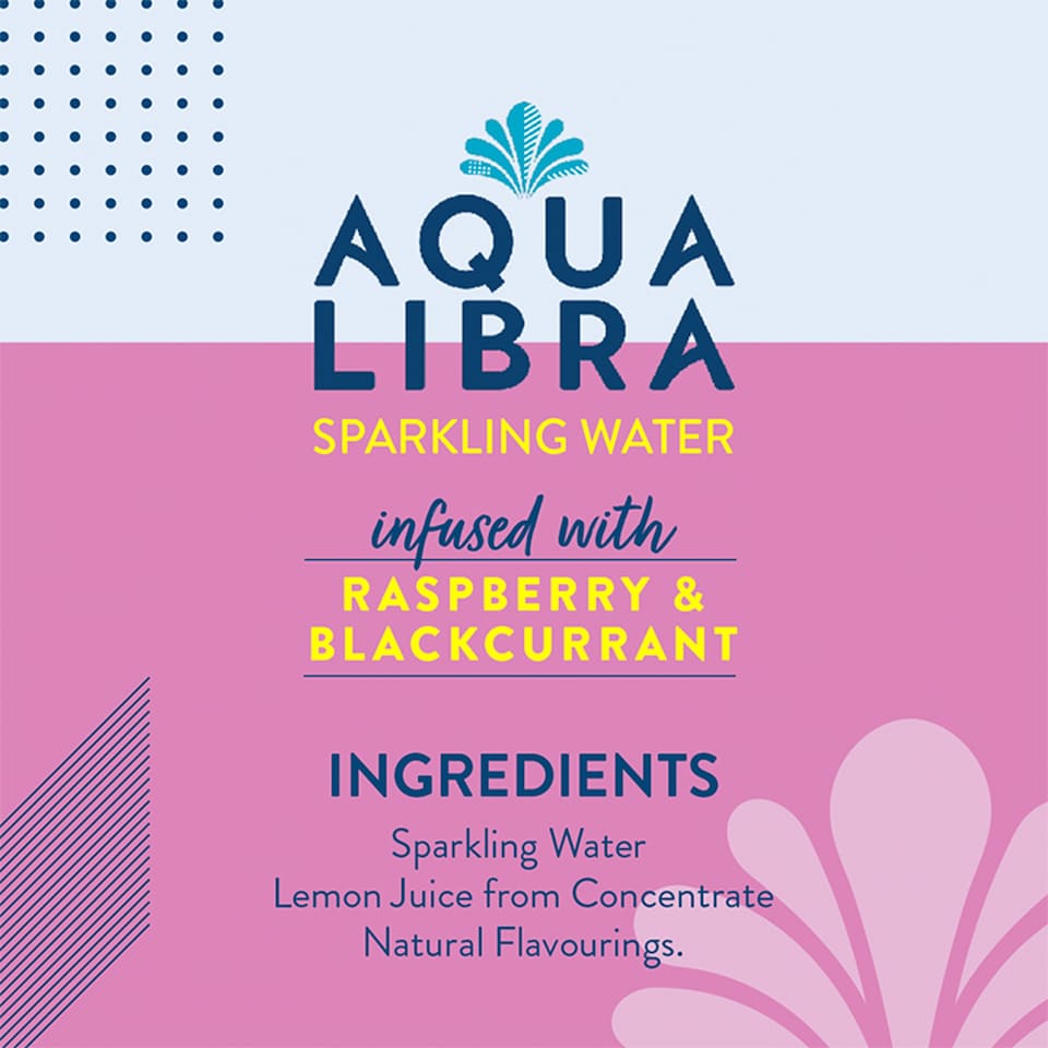 image 1 of Aqua Libra Sparkling Water Raspberry & Blackcurrant 4x330ml