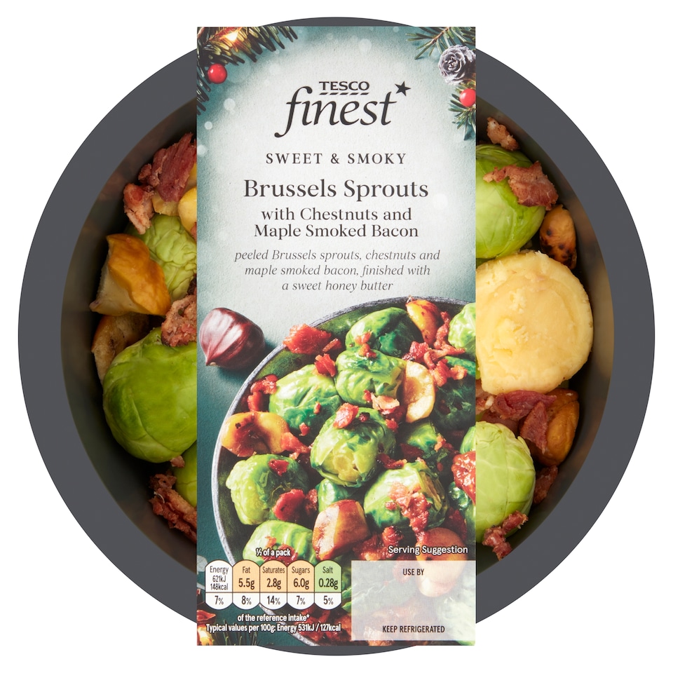 Tesco Finest Brussels Sprouts , Chestnut Smoked Bacon 260G