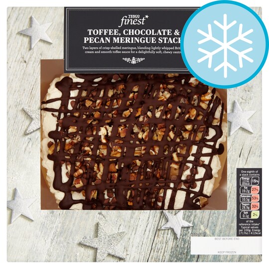Tesco Finest Toffee Chocolate And Pecan Meringue Stack 589G Tesco
