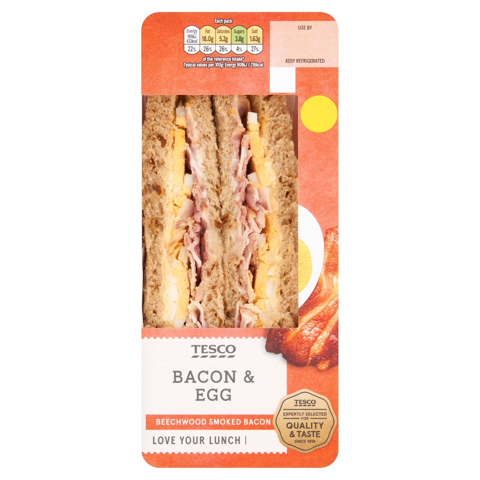 Tesco Bacon & Egg Sandwich