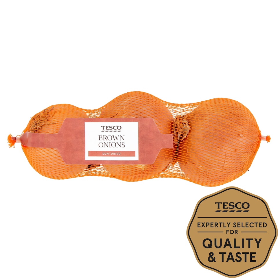 Tesco Brown Onions Minimum 3 Pack 385G