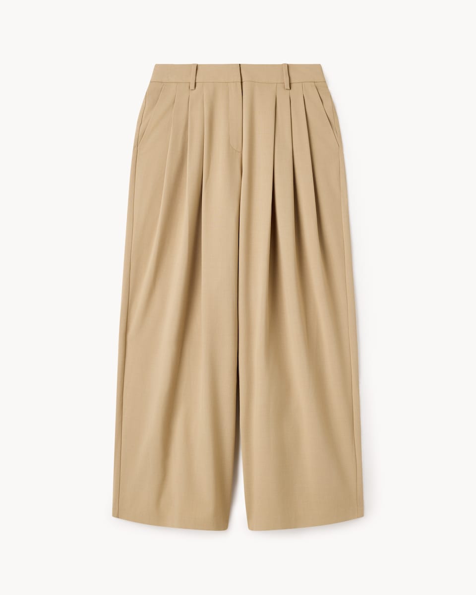 image 1 of F&F Triple Pleated Wide Leg Trousers in Med Nude