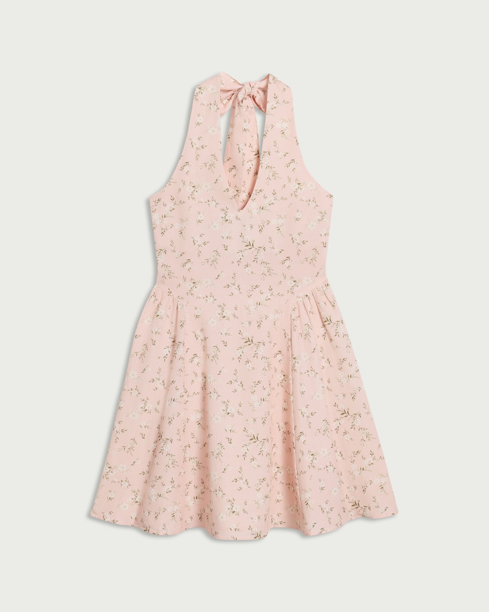 image 1 of F&F Halterneck Mini Dress in Multi Pink