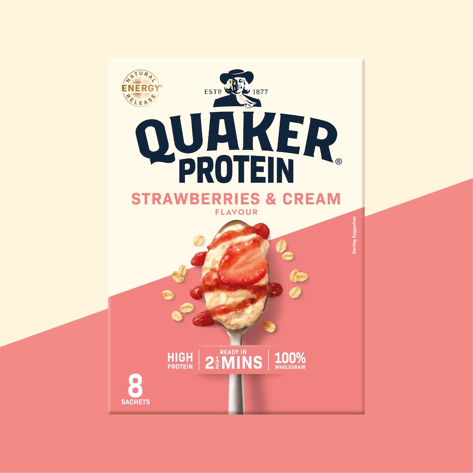 image 1 of Quaker Protein Porridge Sachets - Strawberries & Cream 8x42g