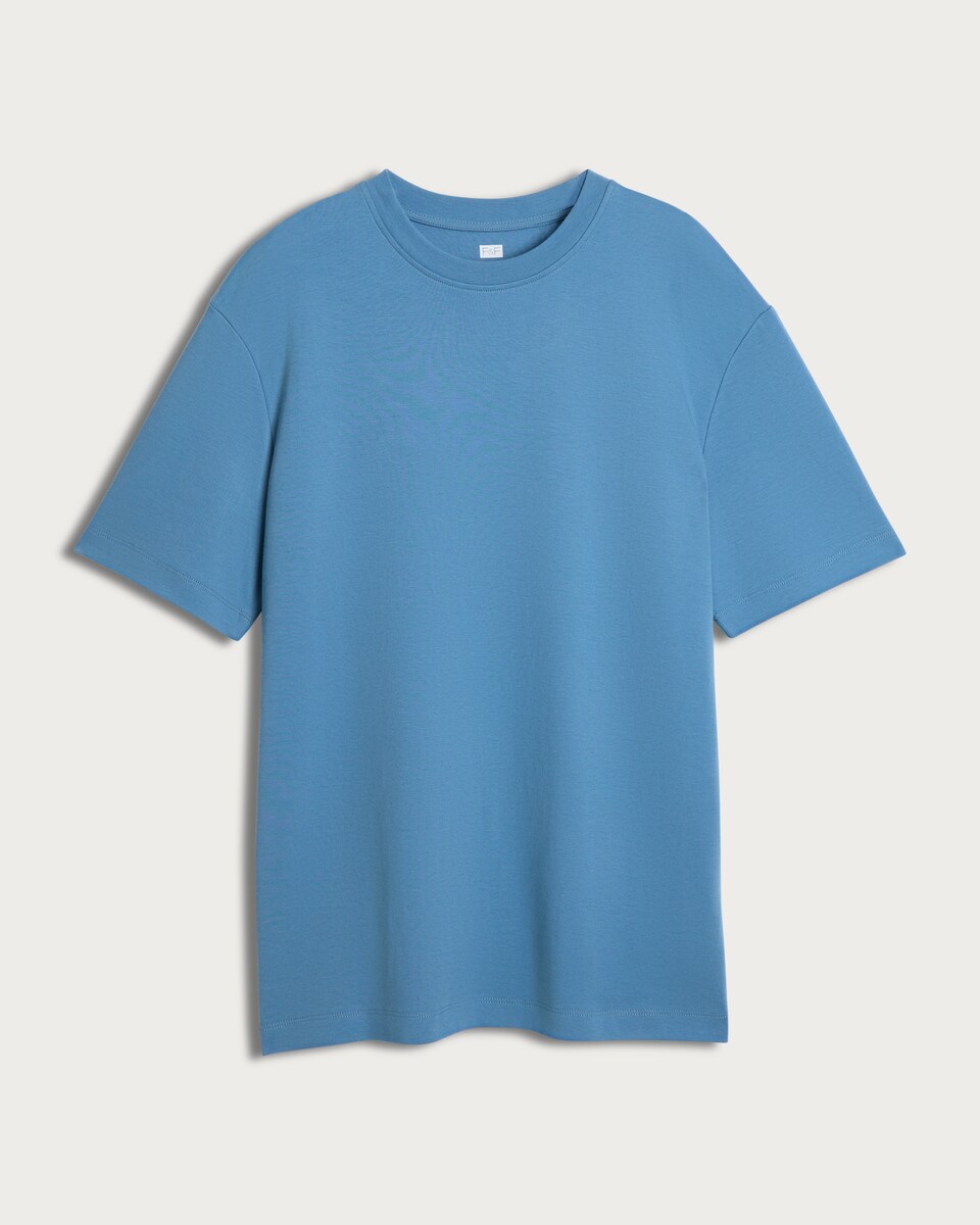 image 1 of F&F Pure Cotton Heavyweight Oversized T-Shirt in Blue